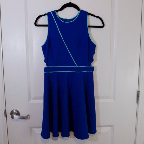 Penelope Tree Dresses & Skirts - Blue fit and flare dress with green accents